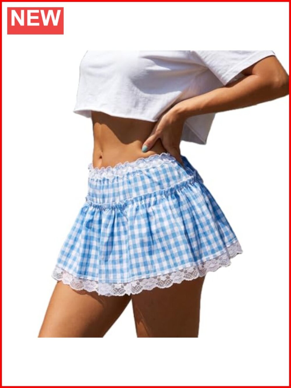 Y2K Plaid Mini Skirt High Waist Ruffle A-Line Summer Party